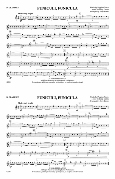 Funiculi, Funicula: 1st B-flat Clarinet
