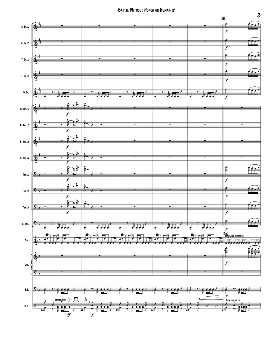 Battle Without Honor Or Humanity Jazz Ensemble scores gallery preview page 3