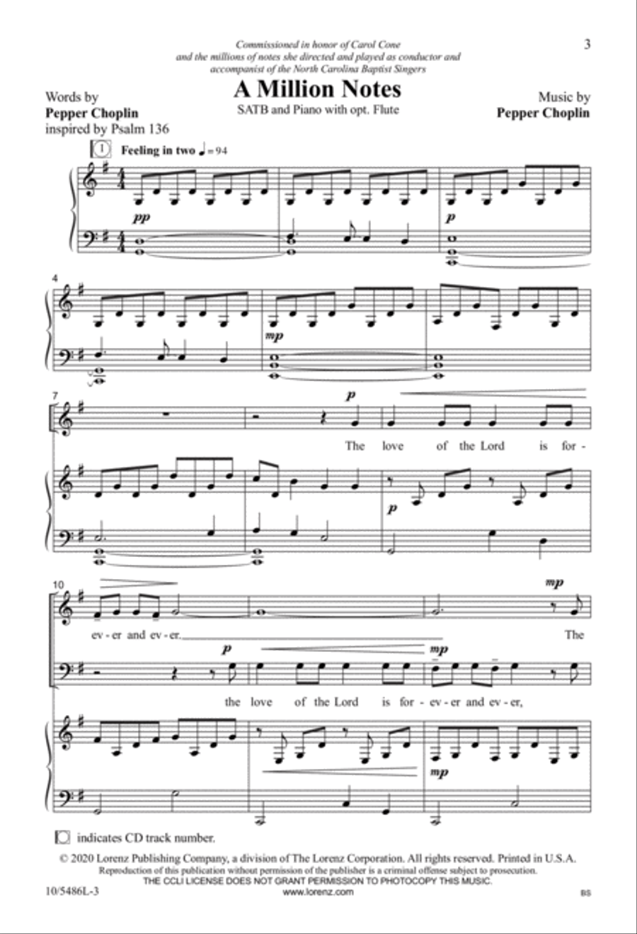 A Million Notes A Million Notes 4-Part scores gallery preview page 3