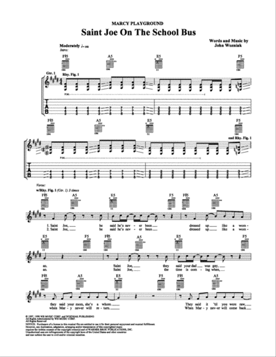 Saint Joe On The School Bus Electric Guitar scores gallery preview page 1