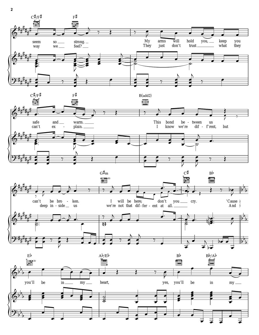 You'll Be In My Heart (Pop Version) (from Tarzan) Piano, Vocal, Guitar scores gallery preview page 2