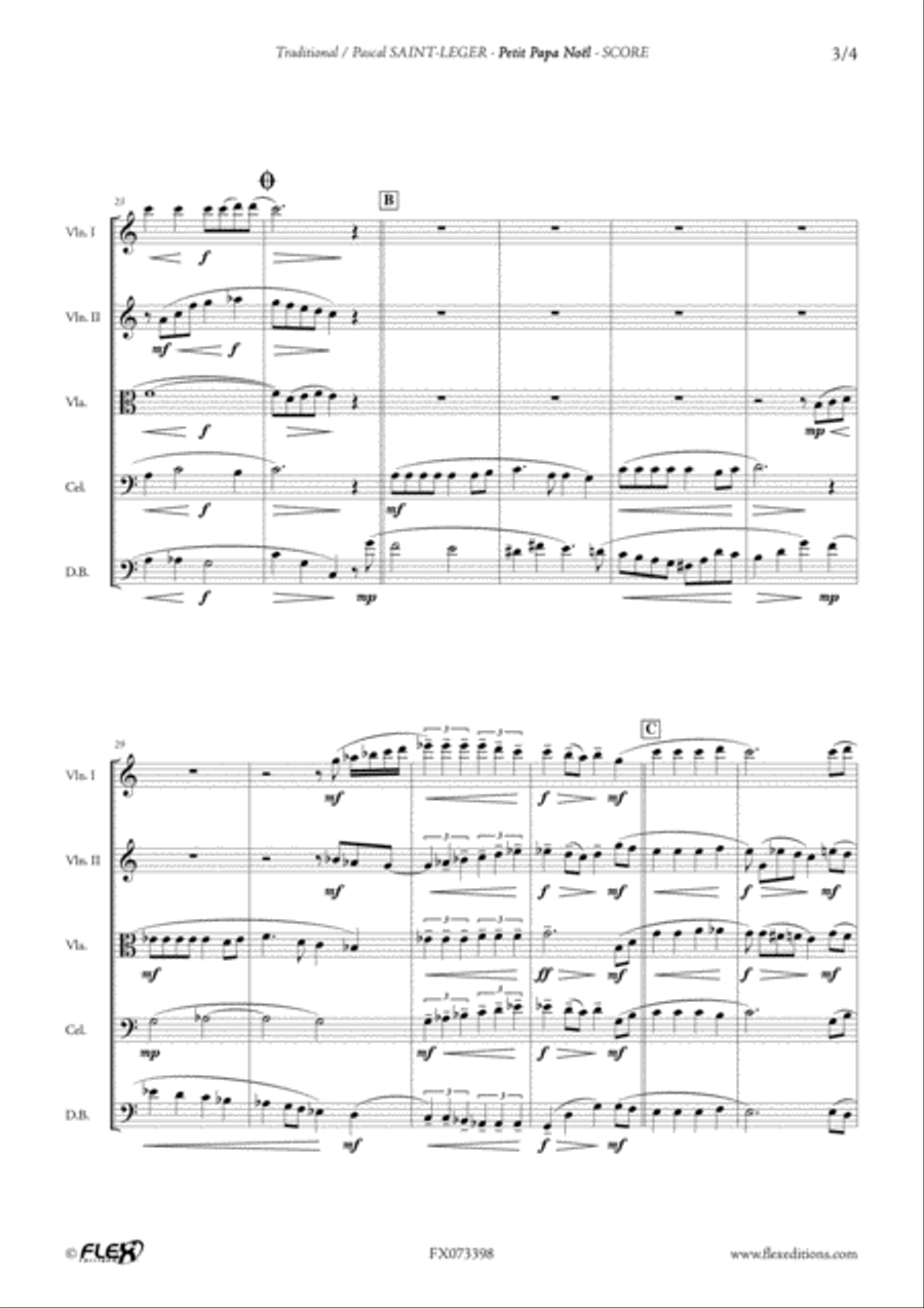 Petit Papa Noel String Quintet scores gallery preview page 4