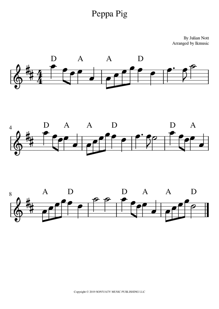 Peppa Pig B-Flat Clarinet scores gallery preview page 1