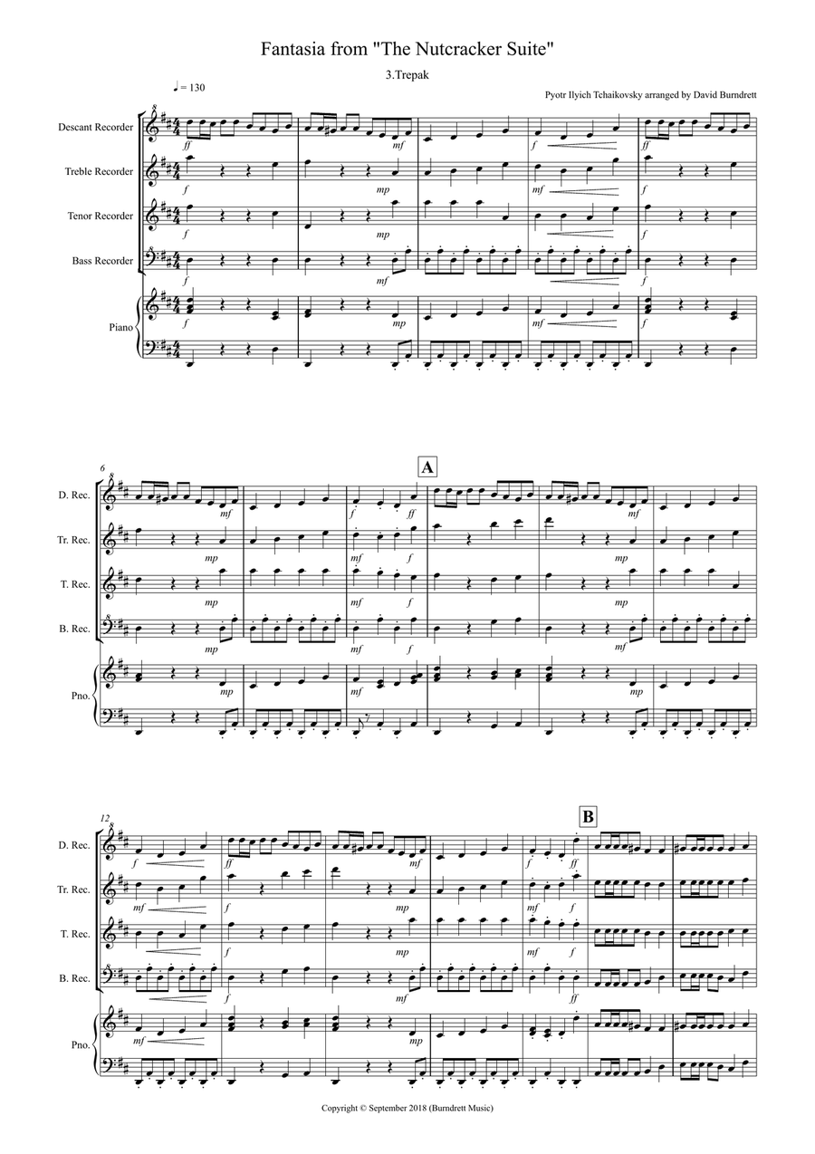 Trepak (Fantasia from Nutcracker) for Recorder Quartet Recorder scores gallery preview page 1
