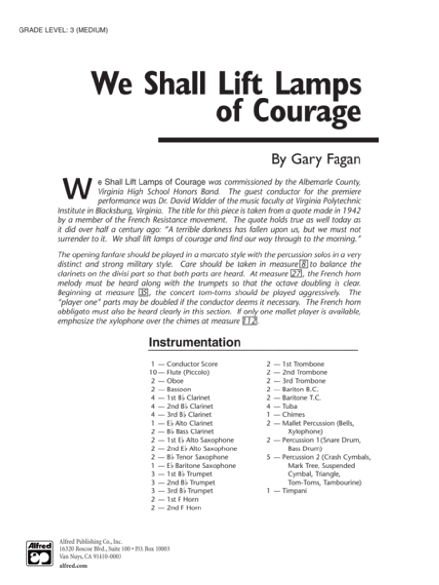 We Shall Lift Lamps of Courage: Score Concert Band scores gallery preview page 1
