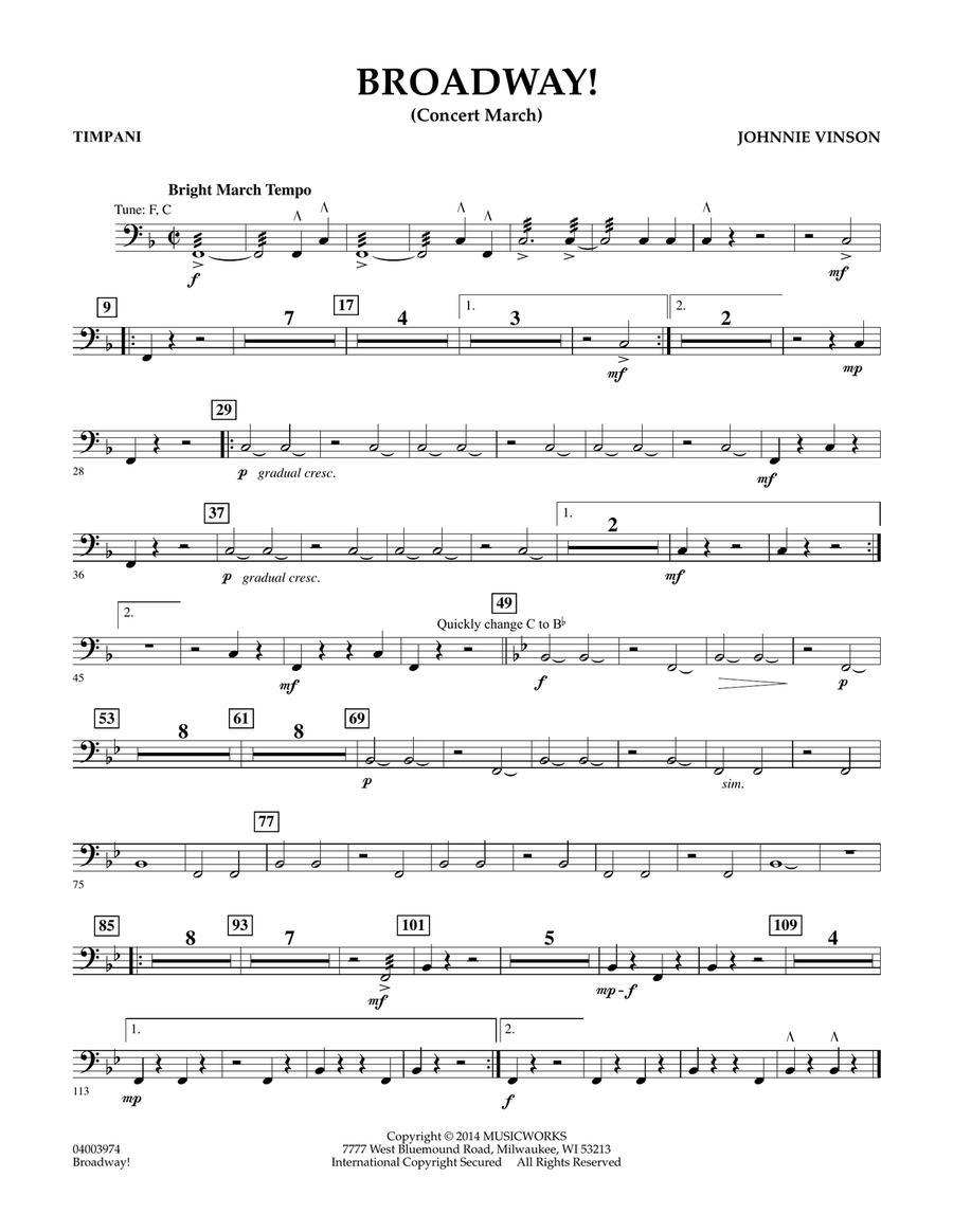 Broadway! - Timpani Broadway! - Timpani Concert Band scores gallery preview page 1