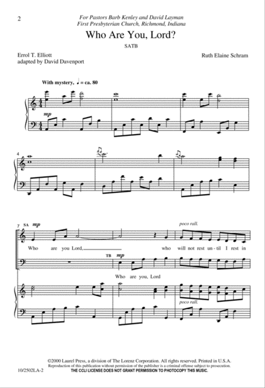 Who Are You, Lord? Who Are You, Lord? 4-Part scores gallery preview page 2
