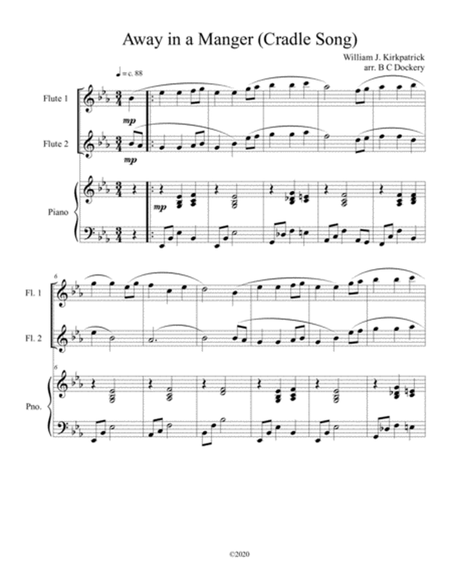 Away in a Manger (Cradle Song) for flute duet with piano accompaniment image number null