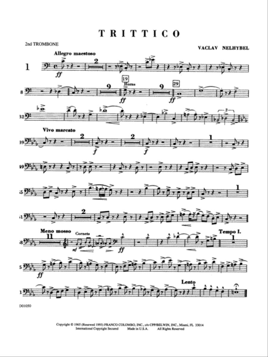 Trittico: 2nd Trombone Trittico: 2nd Trombone Concert Band scores gallery preview page 1