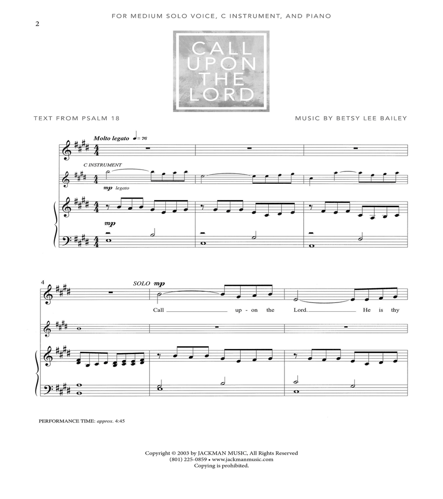 Call Upon the Lord - Medium Voice - C Instrument Medium Voice scores gallery preview page 2