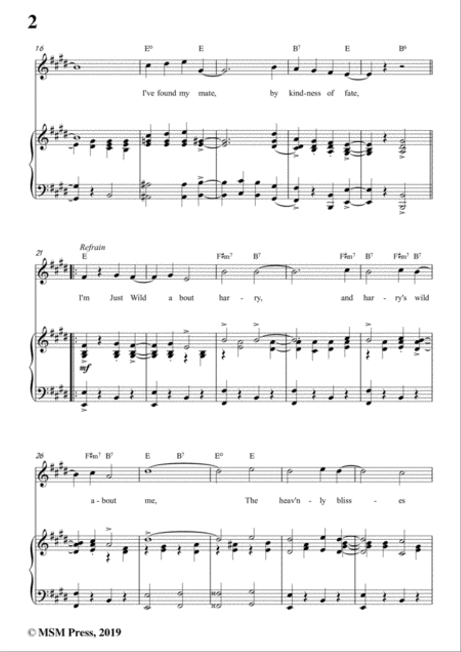 Eubie Blake-I'm Just Wild About Harry,in E Major,for Voice&Piano Voice scores gallery preview page 4