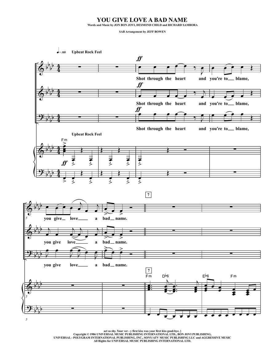 You Give Love A Bad Name You Give Love A Bad Name 3-Part scores gallery preview page 1