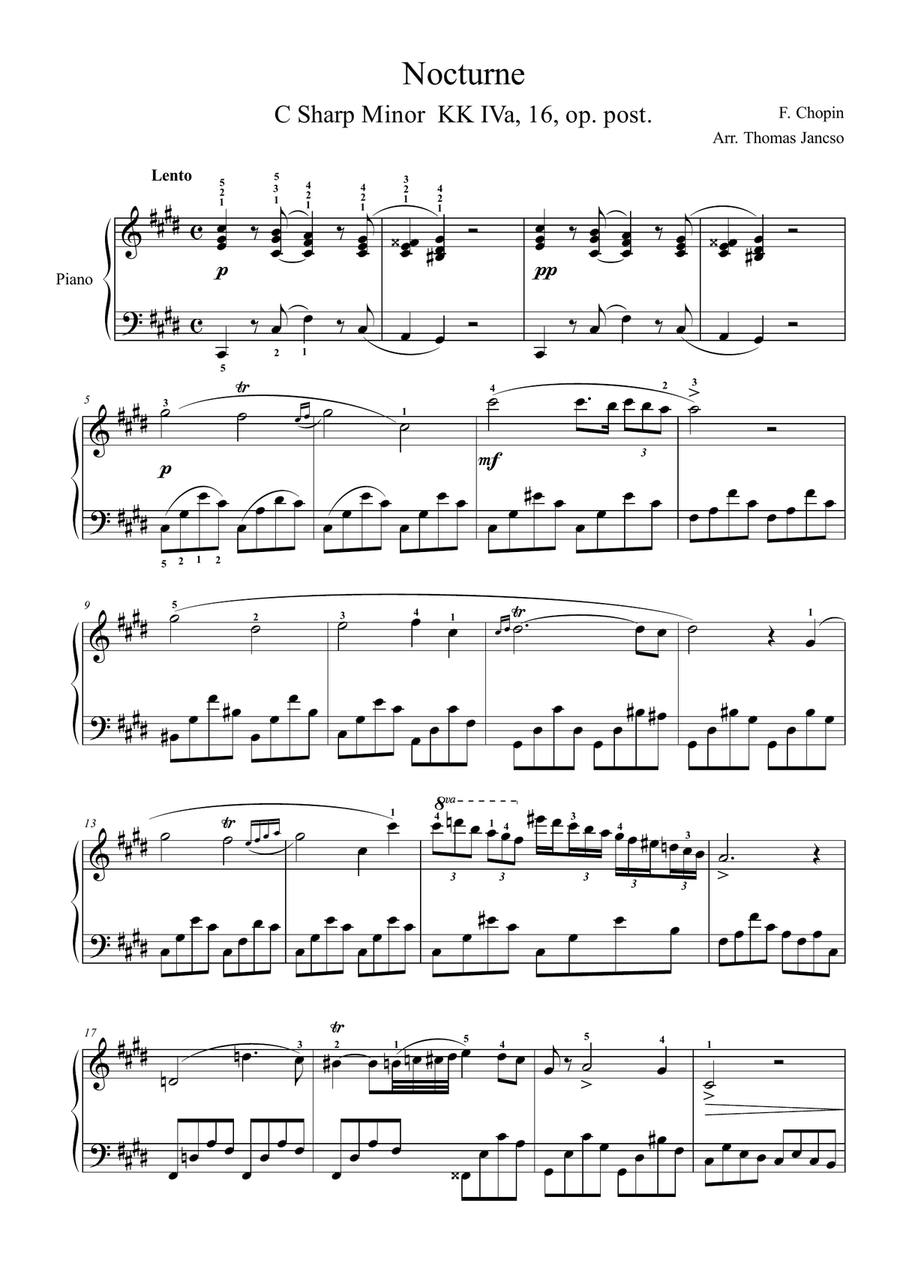 Nocturne in C sharp Minor Piano Solo scores gallery preview page 1