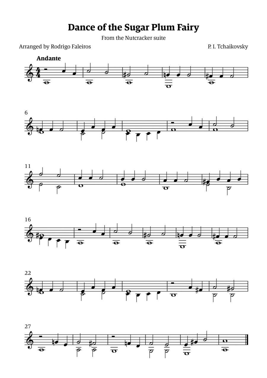 Sugar Plum Fairy theme Classical Guitar scores gallery preview page 1