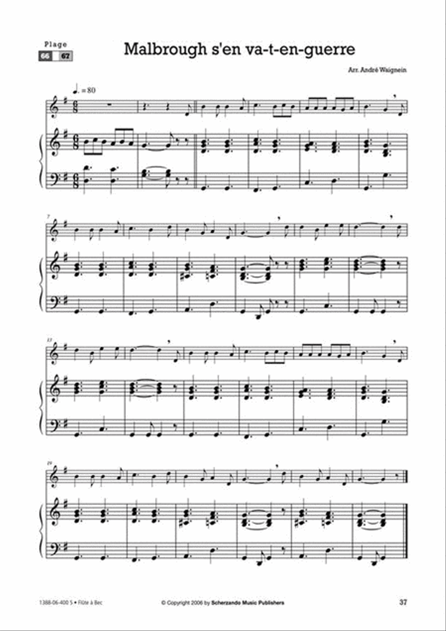 Chansons traditionnelles de France Recorder scores gallery preview page 4