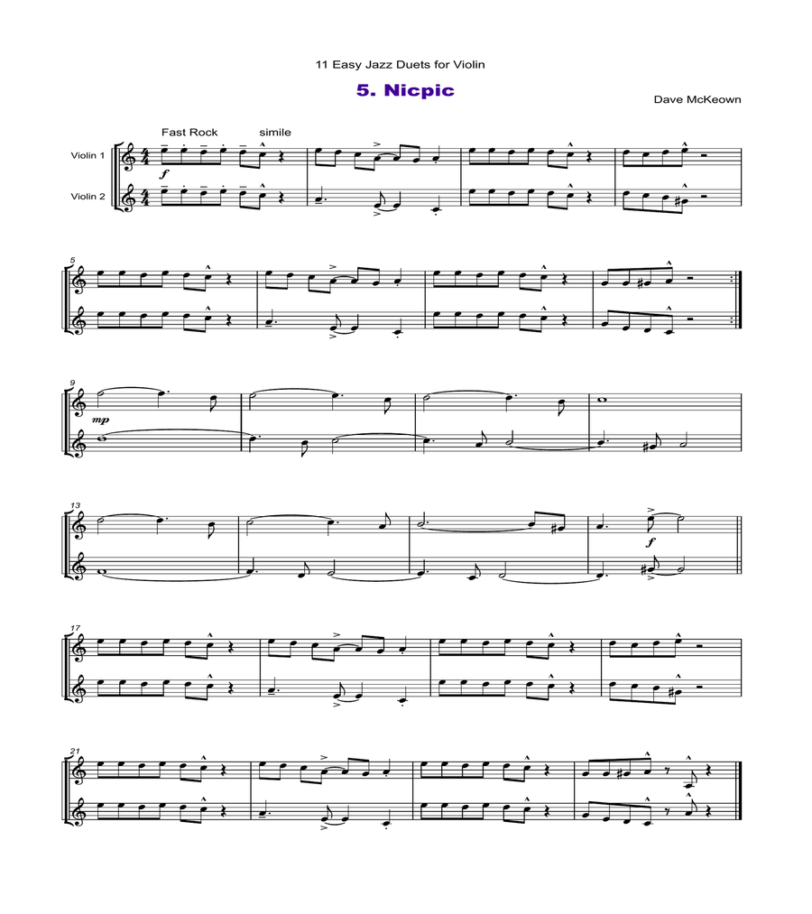 11 Easy Jazz Duets for Violin image number null