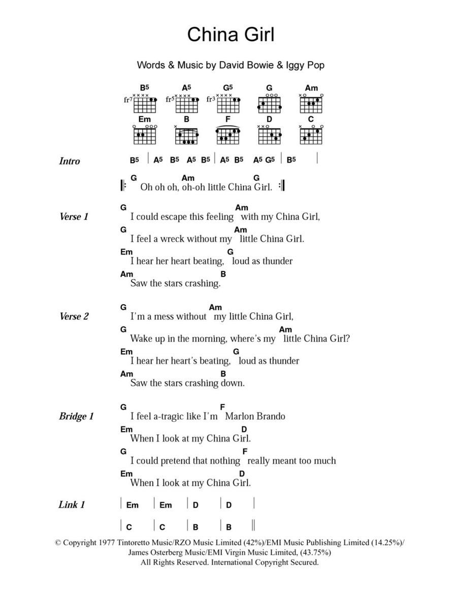 China Girl China Girl Acoustic Guitar scores gallery preview page 1