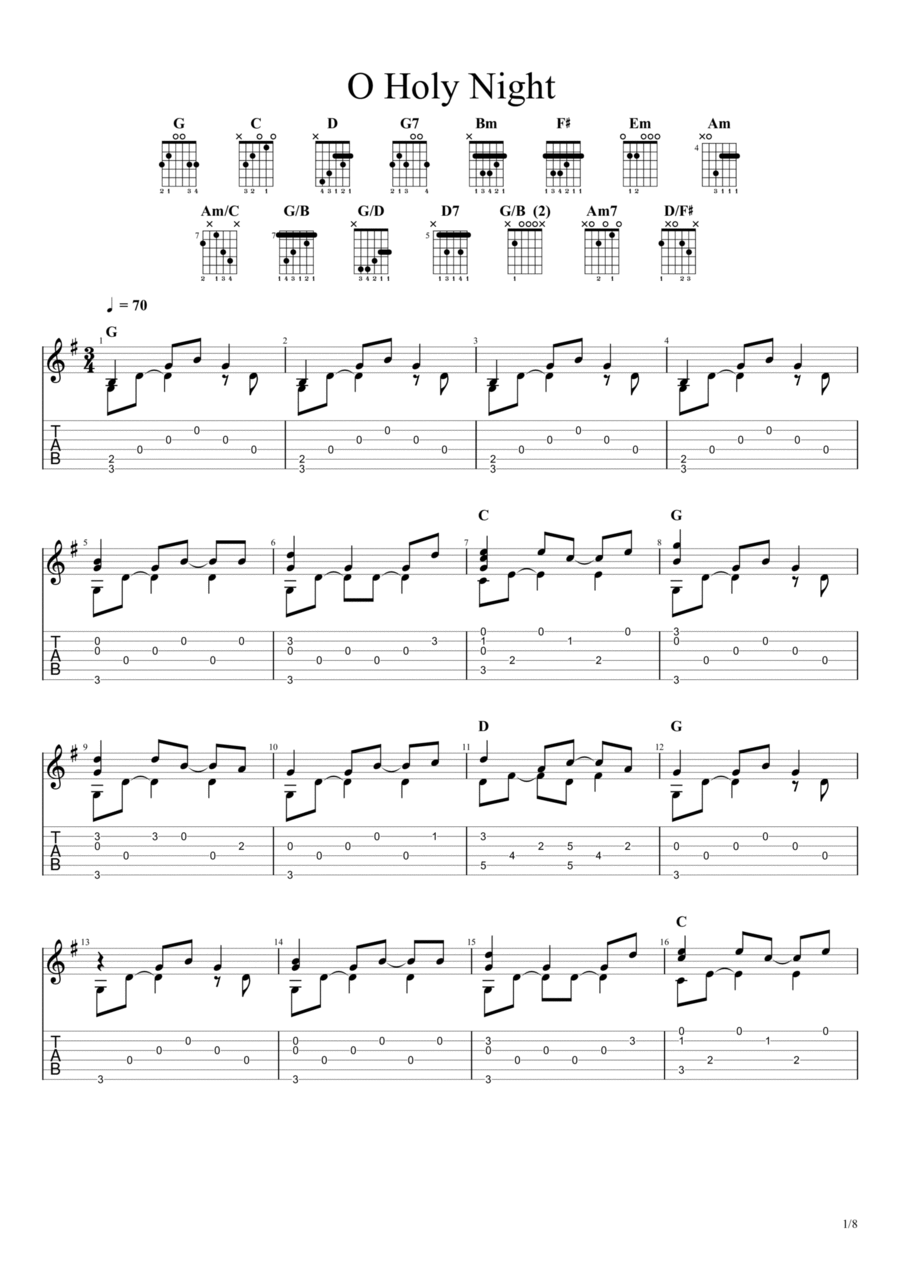 O holy night classical sale guitar