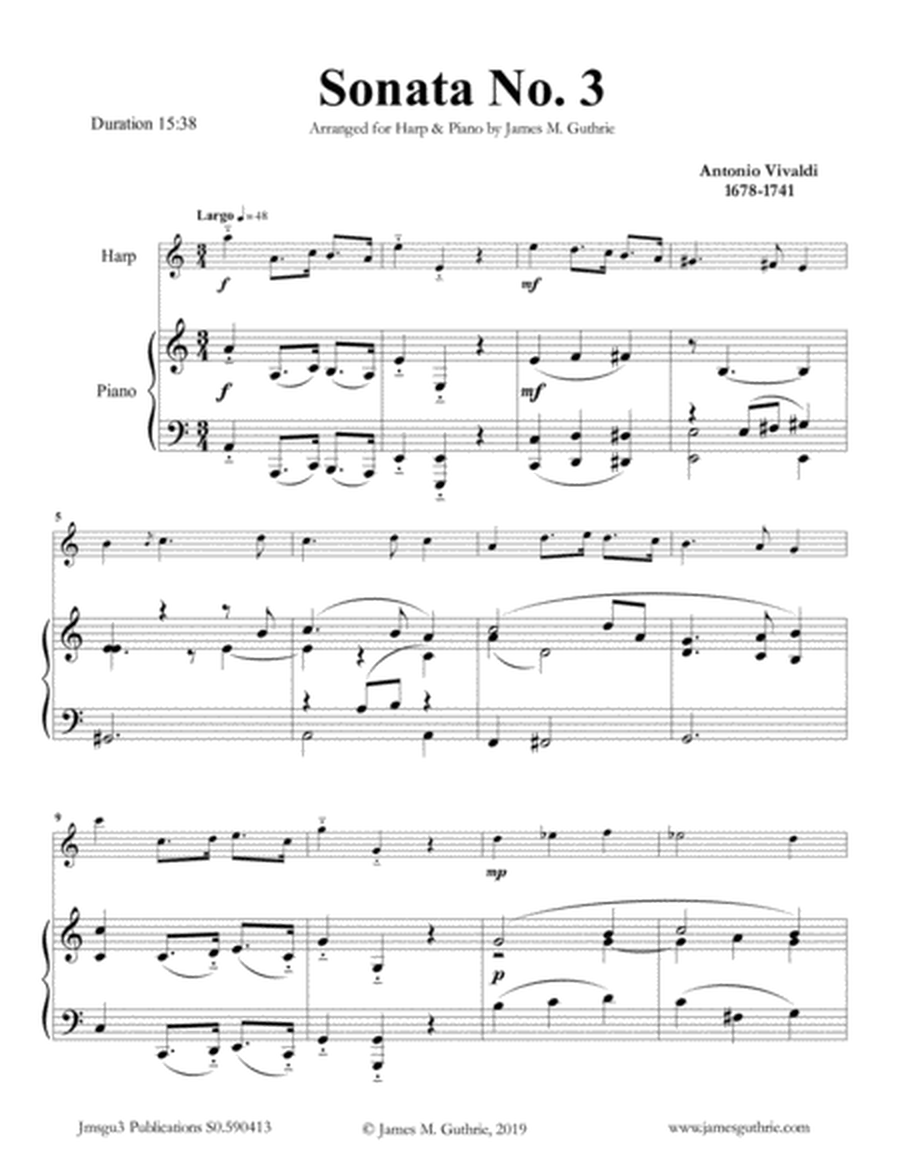 Vivaldi: Sonata No. 3 for Harp & Piano image number null