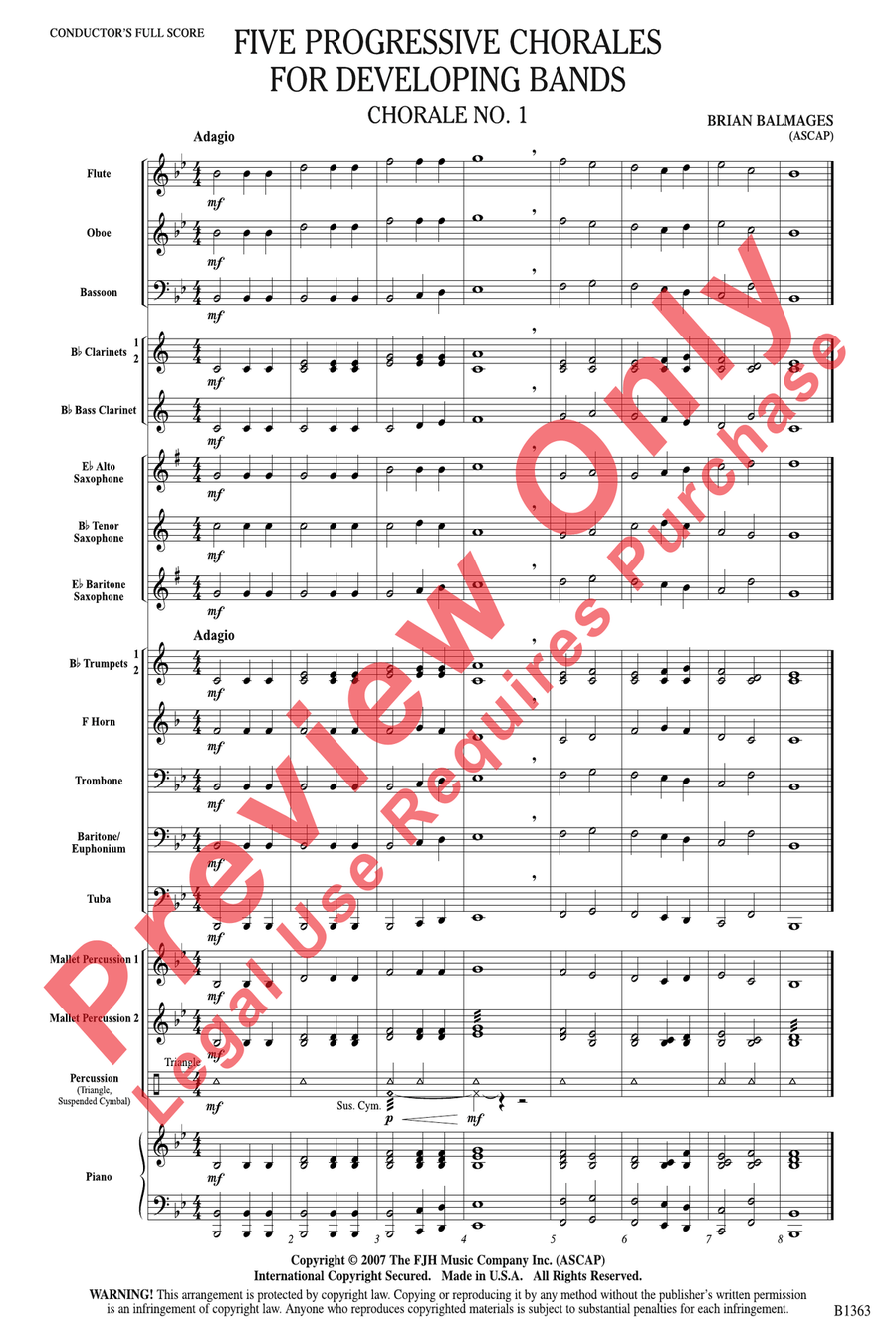 Five Progressive Chorales for Developing Bands Concert Band scores gallery preview page 5