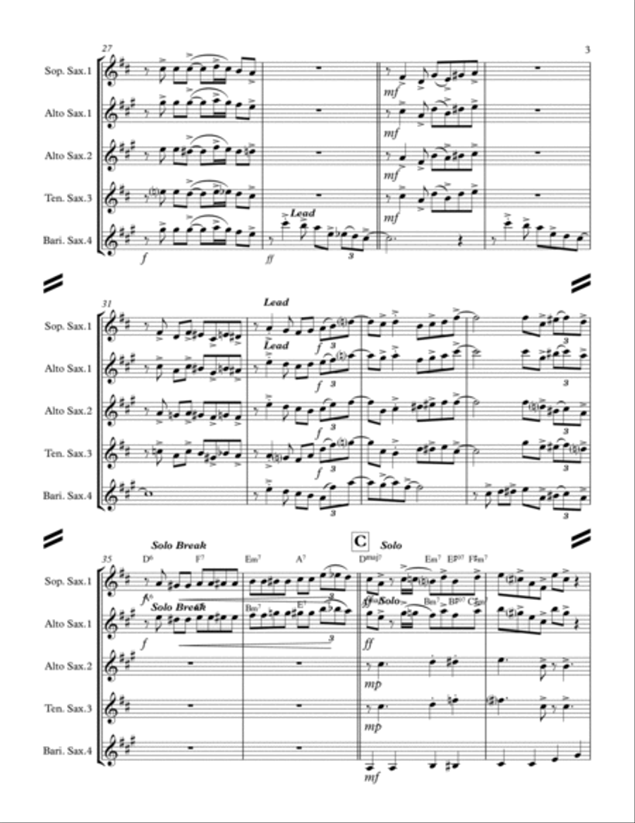 Don't Get Around Much Anymore Saxophone Quartet scores gallery preview page 4