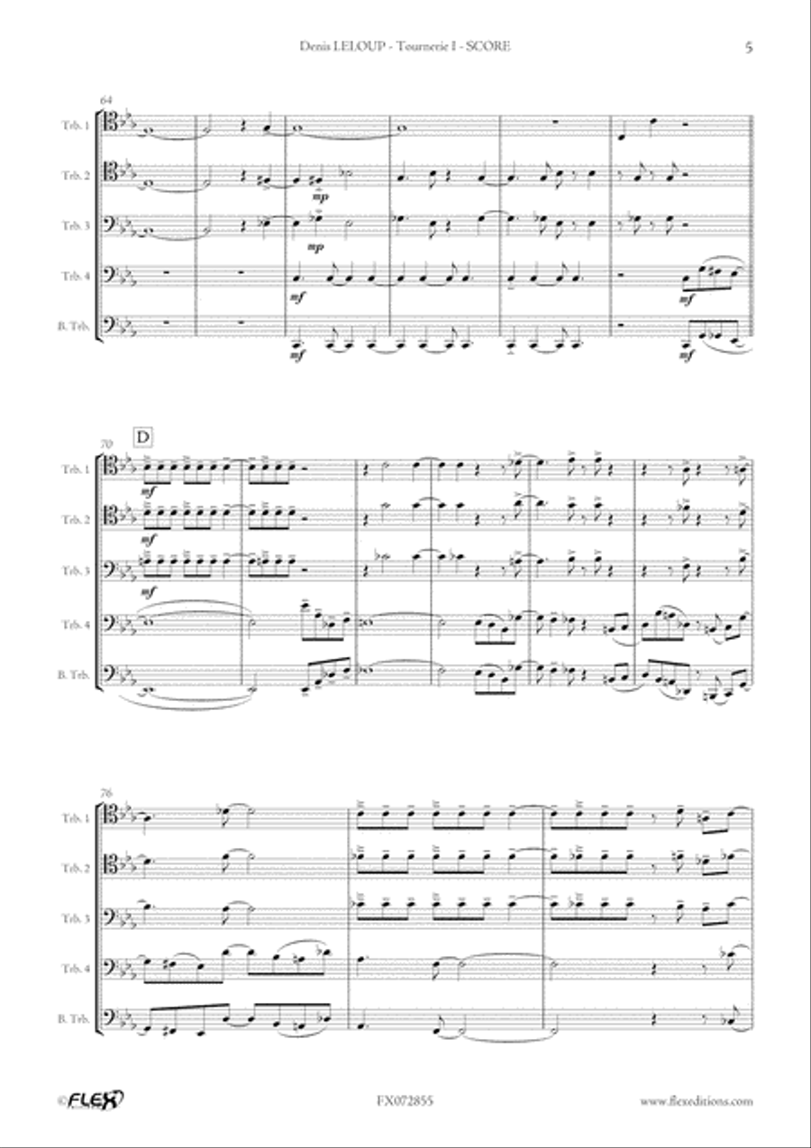 Tournerie I Tournerie I Trombone Quartet scores gallery preview page 6