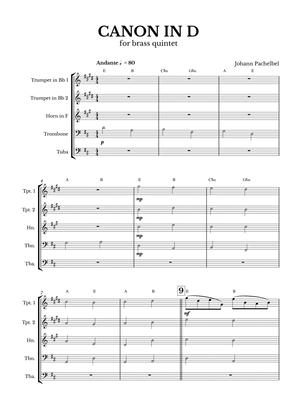 Canon in D for Brass Quintet with chords