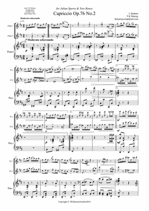 Brahms - Capriccio Op.76 No.2 - Flute Duo, 2 Flutes, Flute Group
