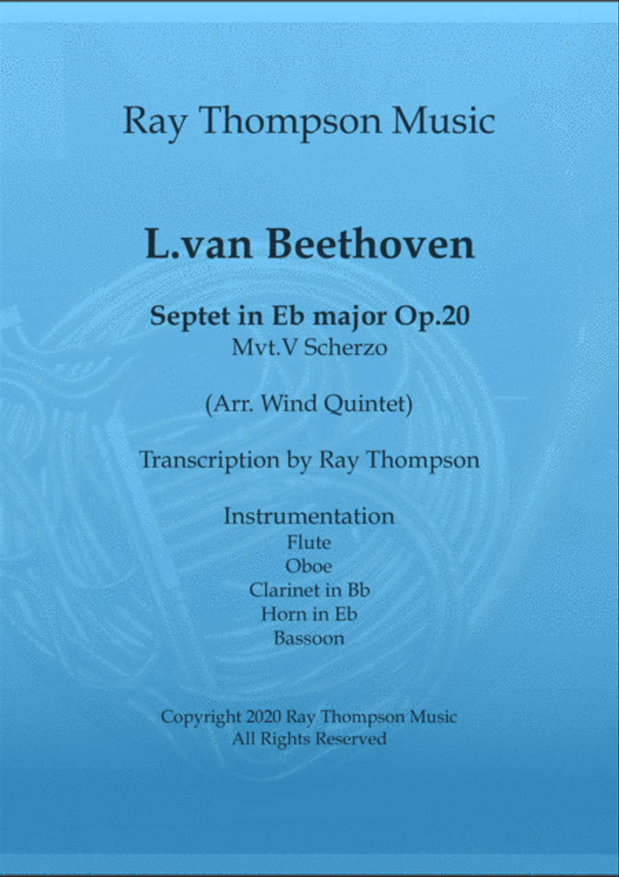 Beethoven: Septet in Eb major Op.20 Mvt.V Scherzo - wind quintet Woodwind Quintet scores gallery preview page 1