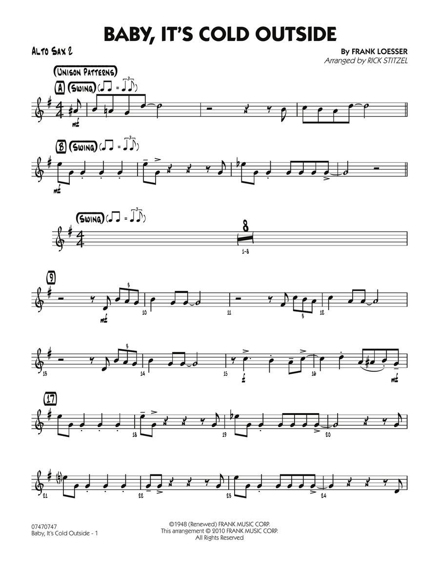 Baby, It's Cold Outside - Alto Sax 2 Jazz Ensemble scores gallery preview page 1
