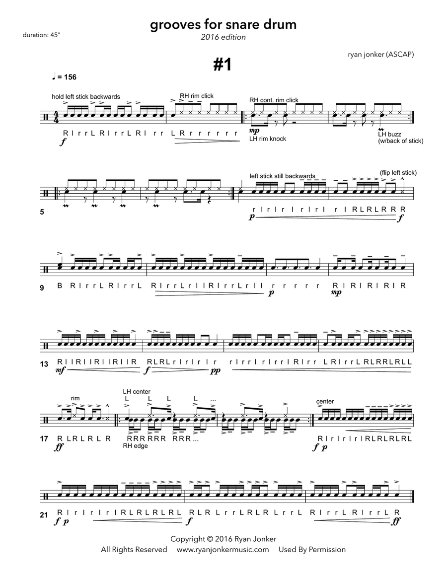 Groove #1 for Snare Drum Snare Drum scores gallery preview page 1