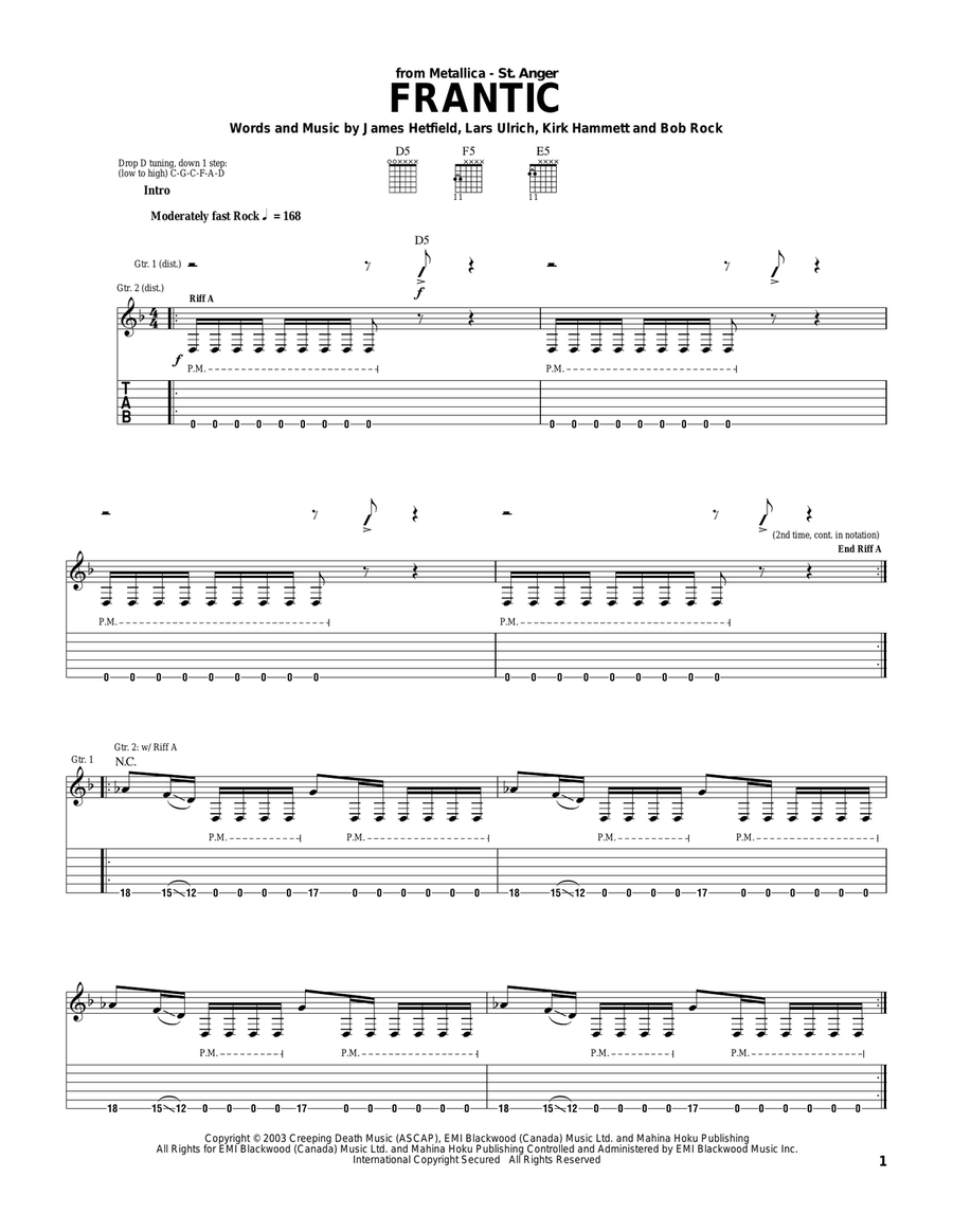 Frantic Electric Guitar scores gallery preview page 1