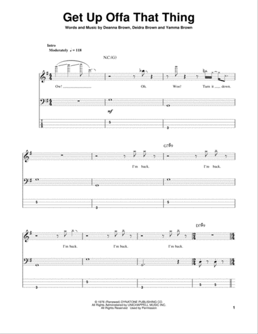 Get Up Offa That Thing Guitar Tablature scores gallery preview page 1