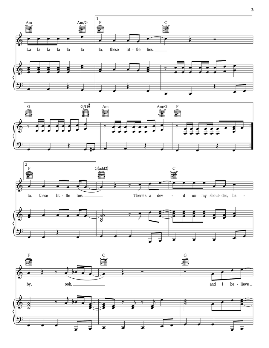 Little Lies Acoustic Guitar scores gallery preview page 3