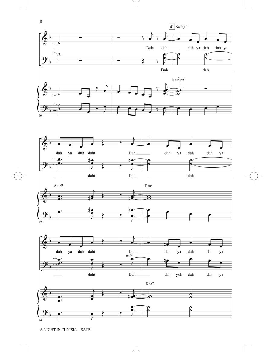 A Night In Tunisia (arr. Paris Rutherford) 4-Part scores gallery preview page 6