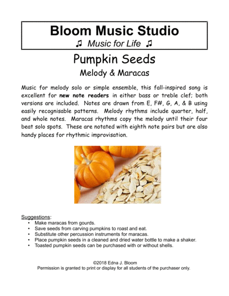 Pumpkin Seeds - Beginning Music Reading for Melody & Maracas image number null
