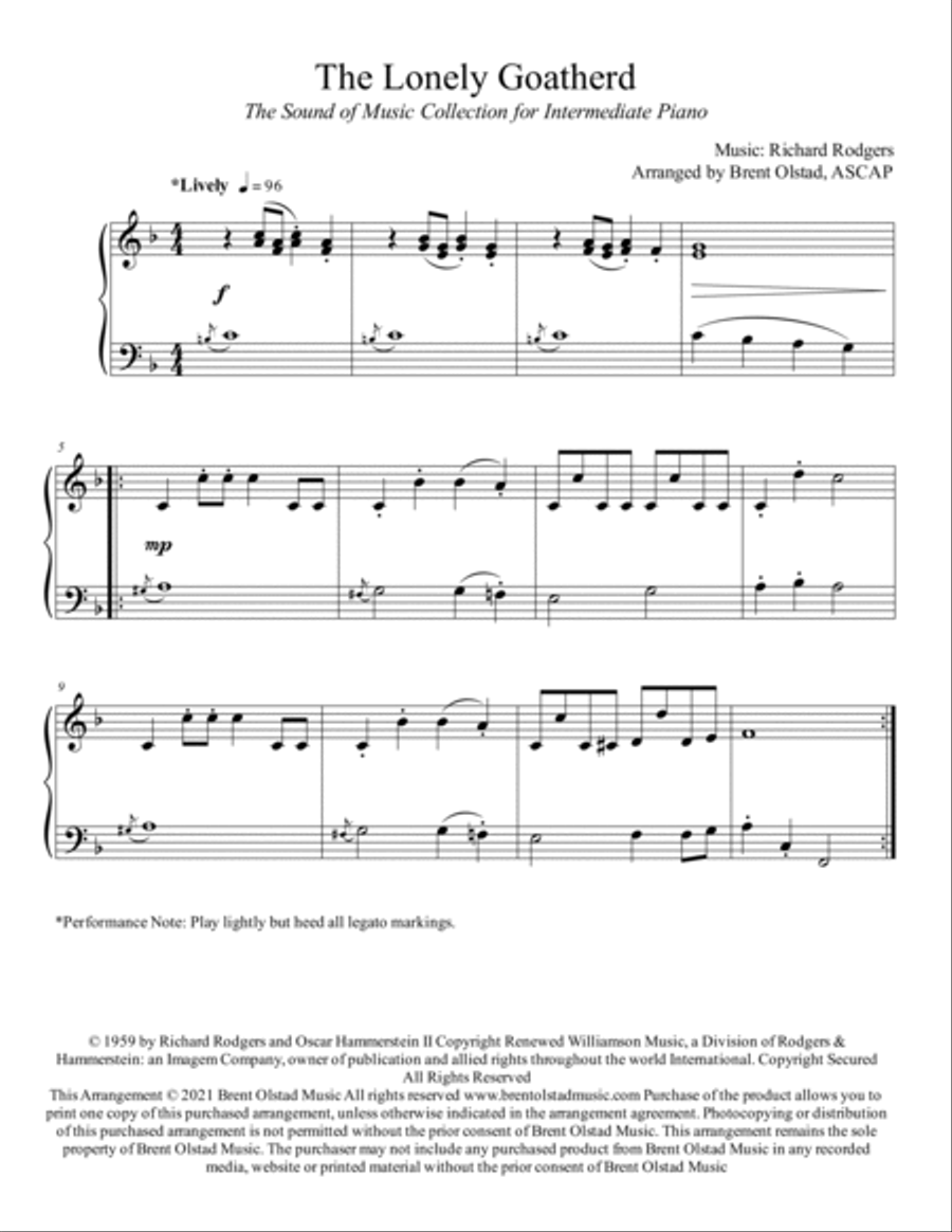 The Lonely Goatherd Piano Solo scores gallery preview page 2