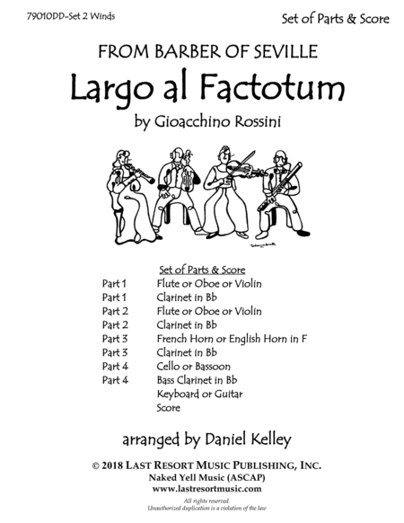 Largo al Factotum from Rossini's Barber of Seville for Clarinet Quartet (or Double Reed Quartet) image number null
