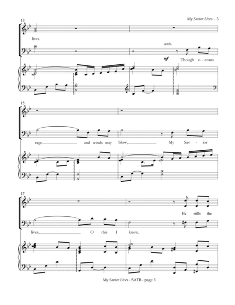 My Savior Lives for SATB CHOIR (EASTER) 4-Part scores gallery preview page 4