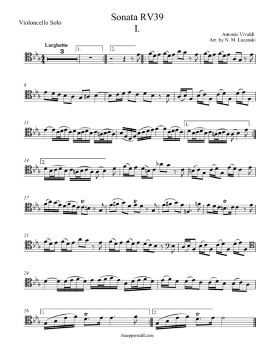 Sonata for Cello RV39 Movement I String Orchestra scores gallery preview page 6
