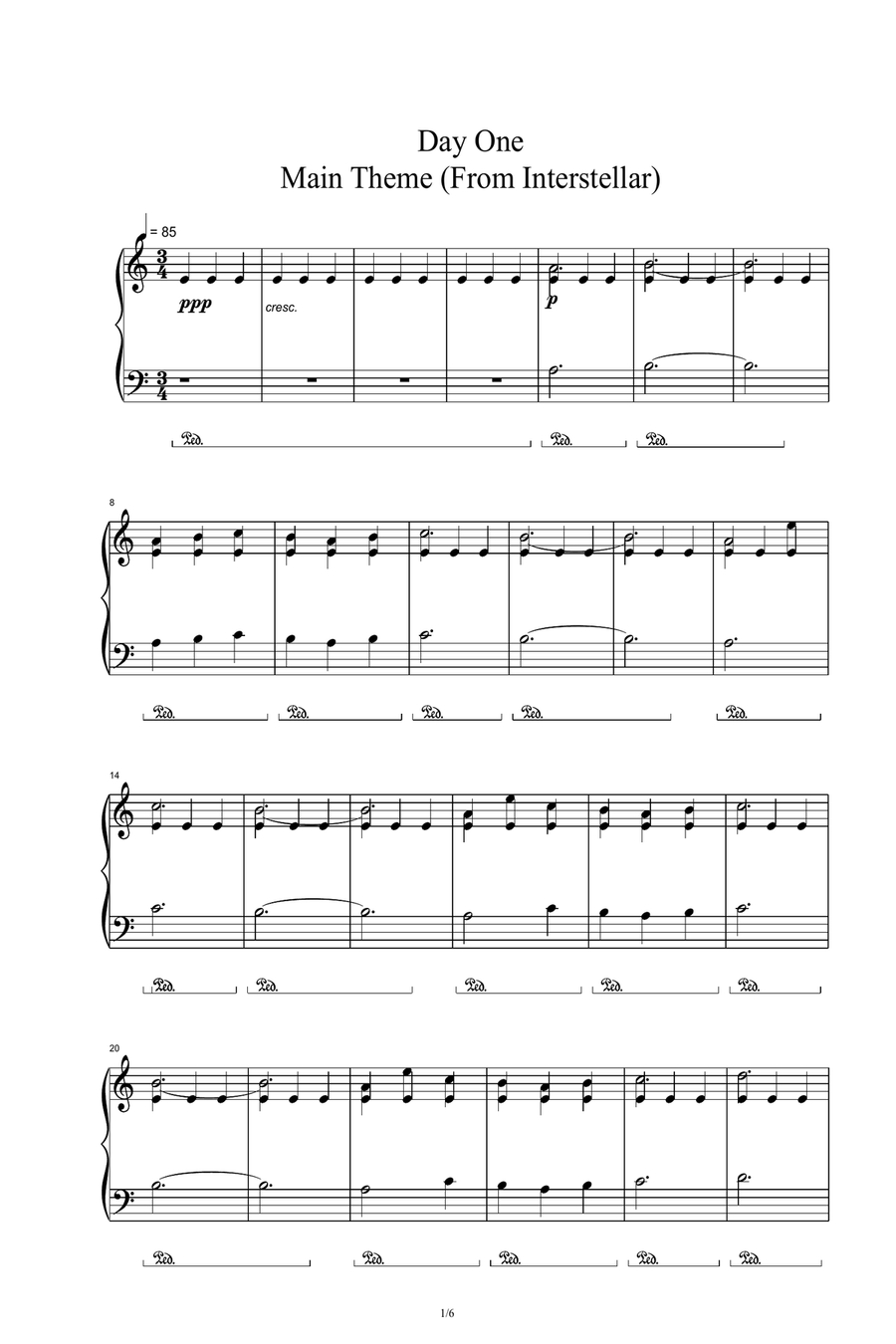 Day One Piano Solo scores gallery preview page 1
