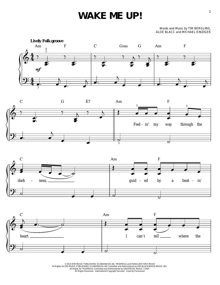 Wake Me Up! Wake Me Up! Easy Piano scores gallery preview page 1