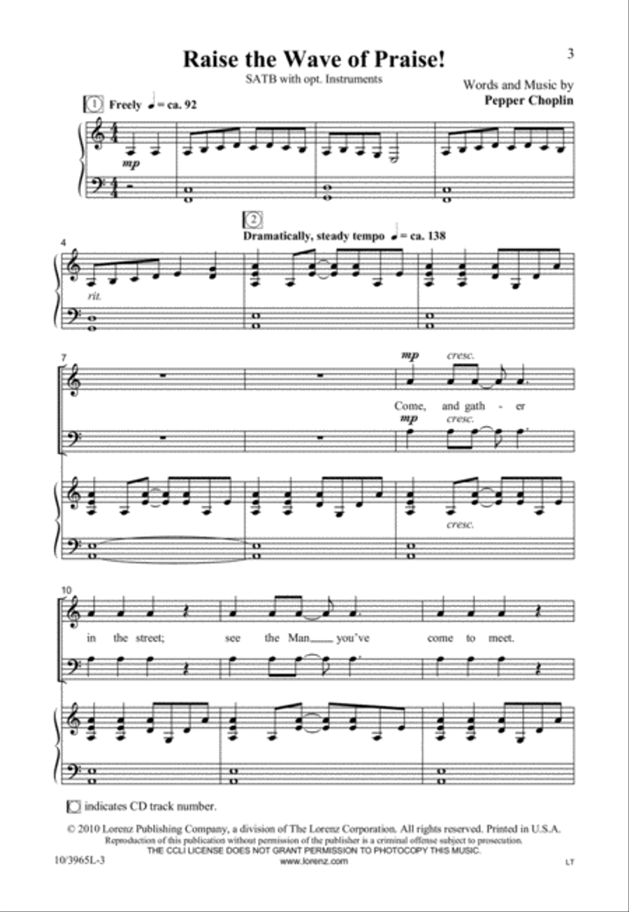 Raise the Wave of Praise! 4-Part scores gallery preview page 3