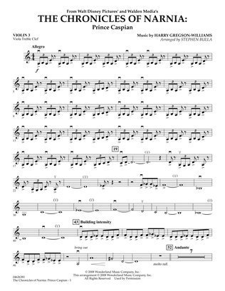 The Chronicles of Narnia: Prince Caspian - Violin 3 (Viola Treble Clef)