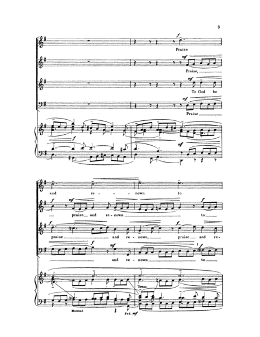 Praise and Renown to God 4-Part scores gallery preview page 3