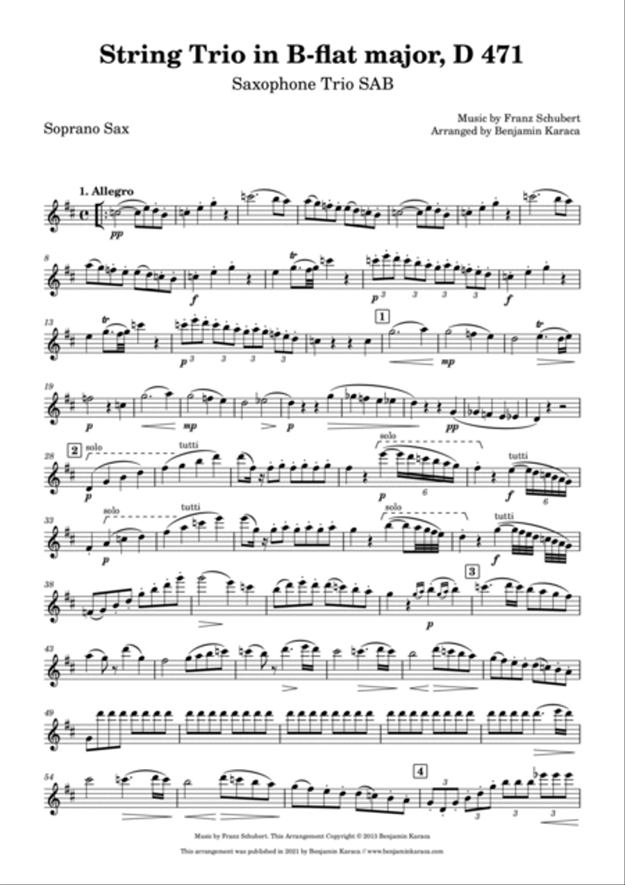 String Trio in B-flat, D 471 Woodwind Trio scores gallery preview page 3
