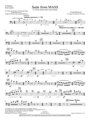 Suite from Mass (arr. Michael Sweeney) - Trombone (Brass Quintet)