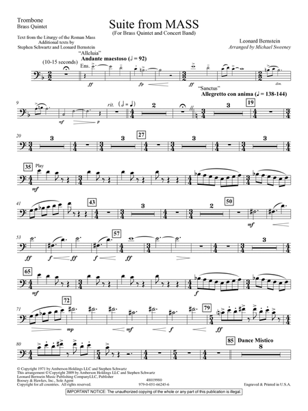 Suite from Mass (arr. Michael Sweeney) - Trombone (Brass Quintet)