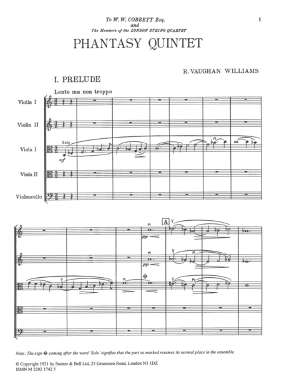 Phantasy Quintet for two Violins, two Violas and Cello String Quintet scores gallery preview page 2