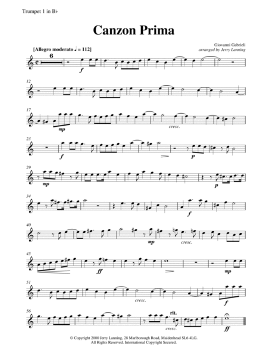 Canzon Prima for brass quintet Brass Quintet scores gallery preview page 6
